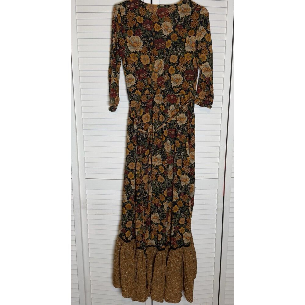 FARM Rio Floral Wrap Maxi Dress in Black, Rust & Mustard - Picture 3 of 14